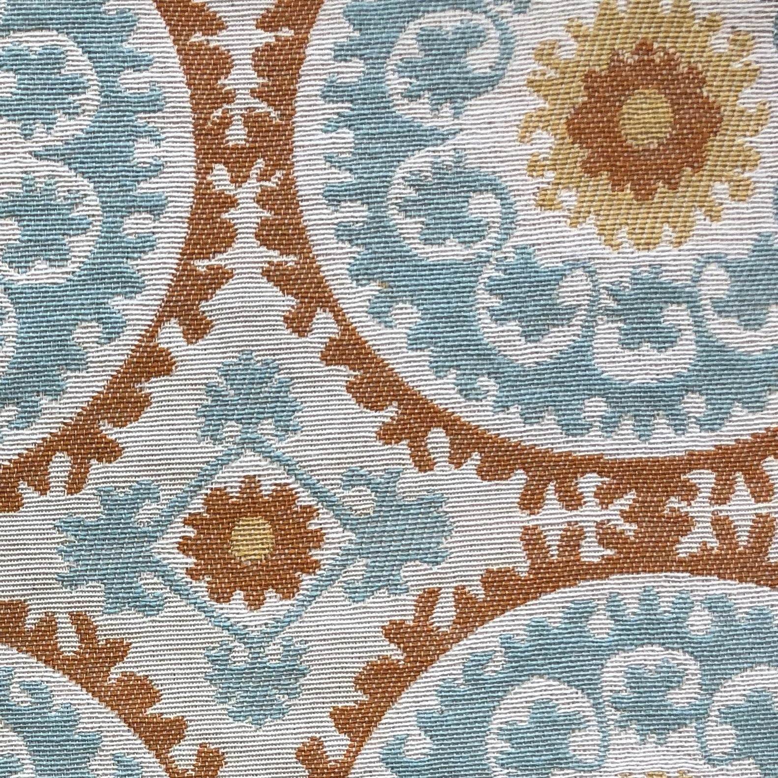 Sunset Cottage Orange, Blue and Ivory Luxury Throw Pillow - Plutus Brands