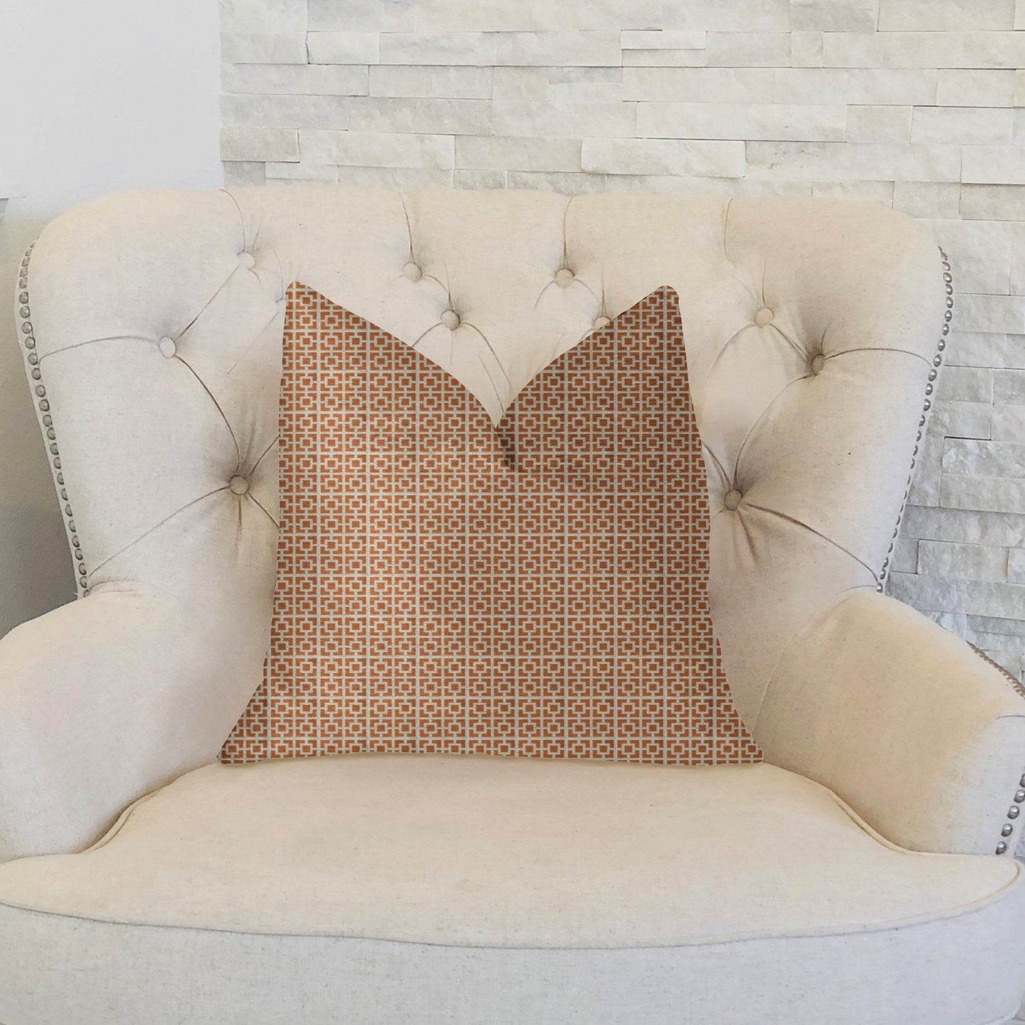 Uptown Orange and Ivory Luxury Throw Pillow - Plutus Brands