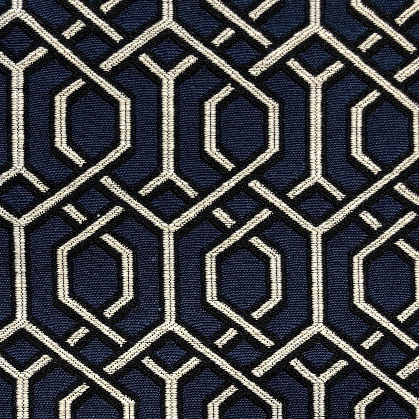 Midnight Padlock Blue, Black and Beige Luxury Throw Pillow - Plutus Brands