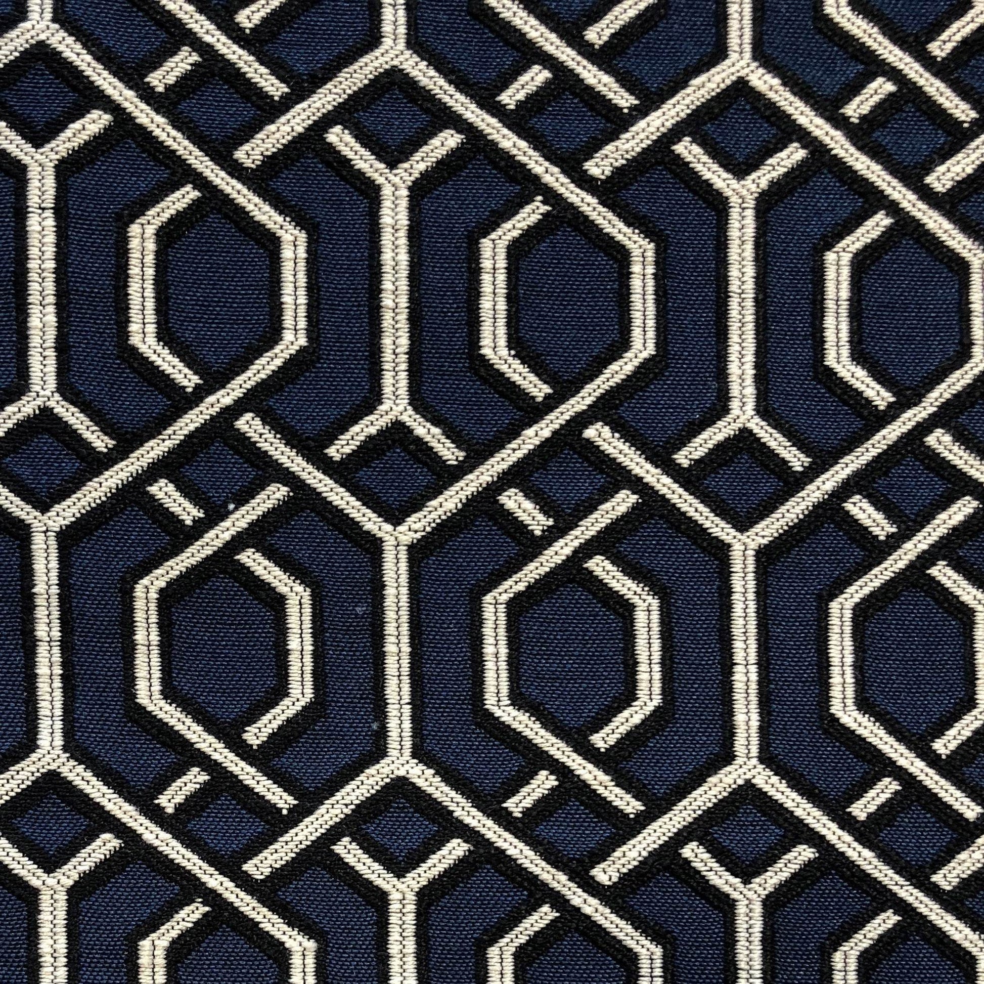 Midnight Padlock Blue, Black and Beige Luxury Throw Pillow - Plutus Brands