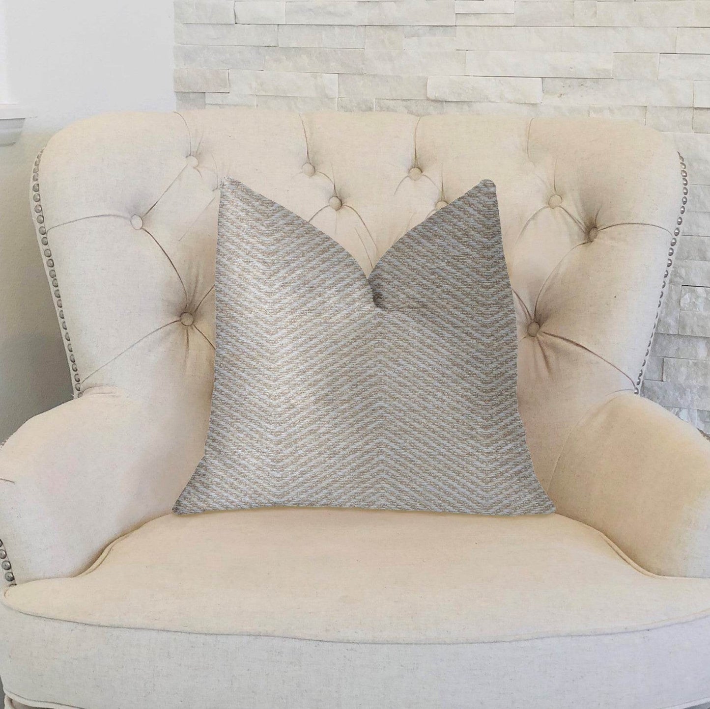 Plainville Beige Luxury Throw Pillow - Plutus Brands