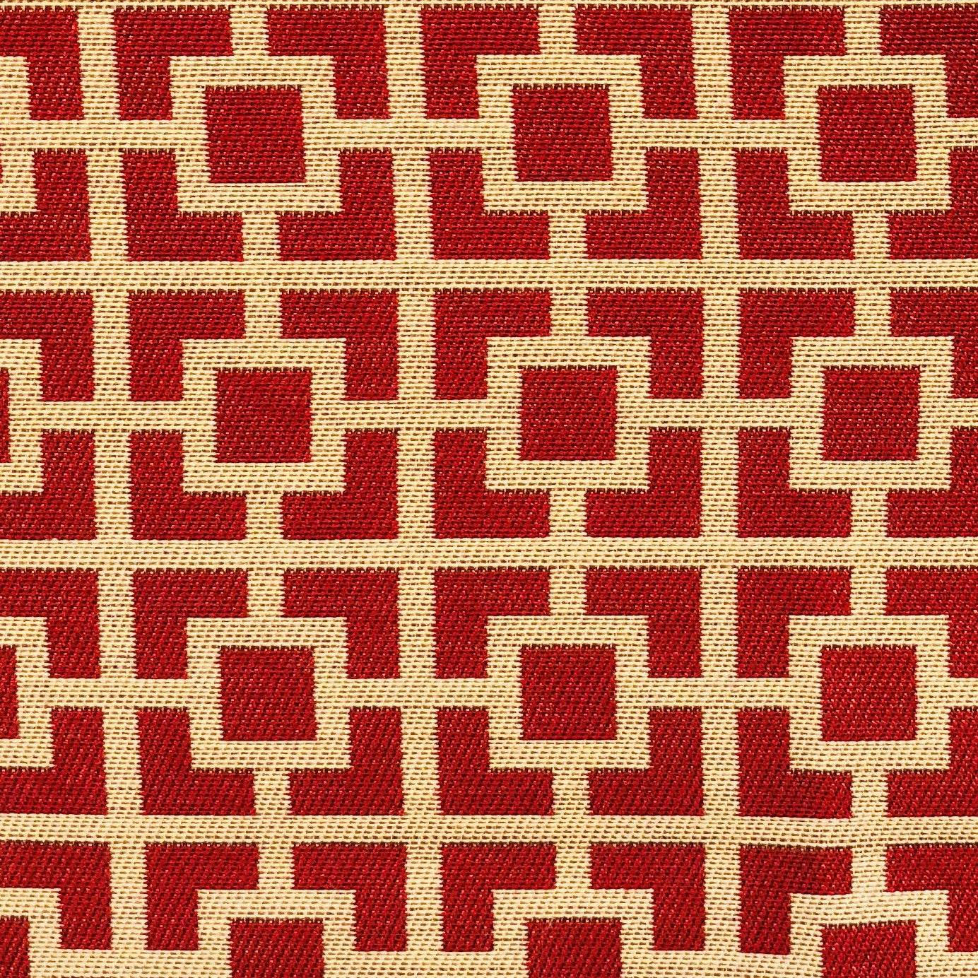 Crimson Square Red and Beige Luxury Throw Pillow - Plutus Brands
