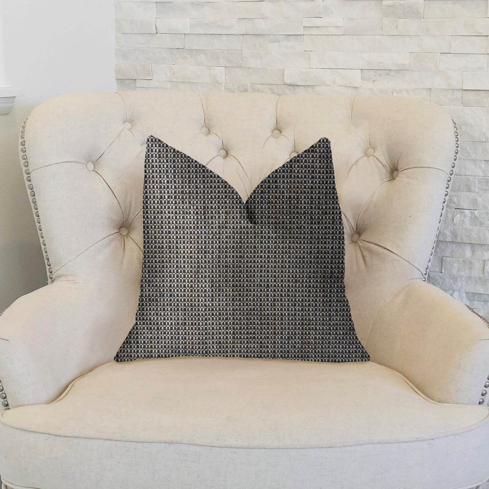 Melbourne Beige and Black Luxury Throw Pillow - Plutus Brands