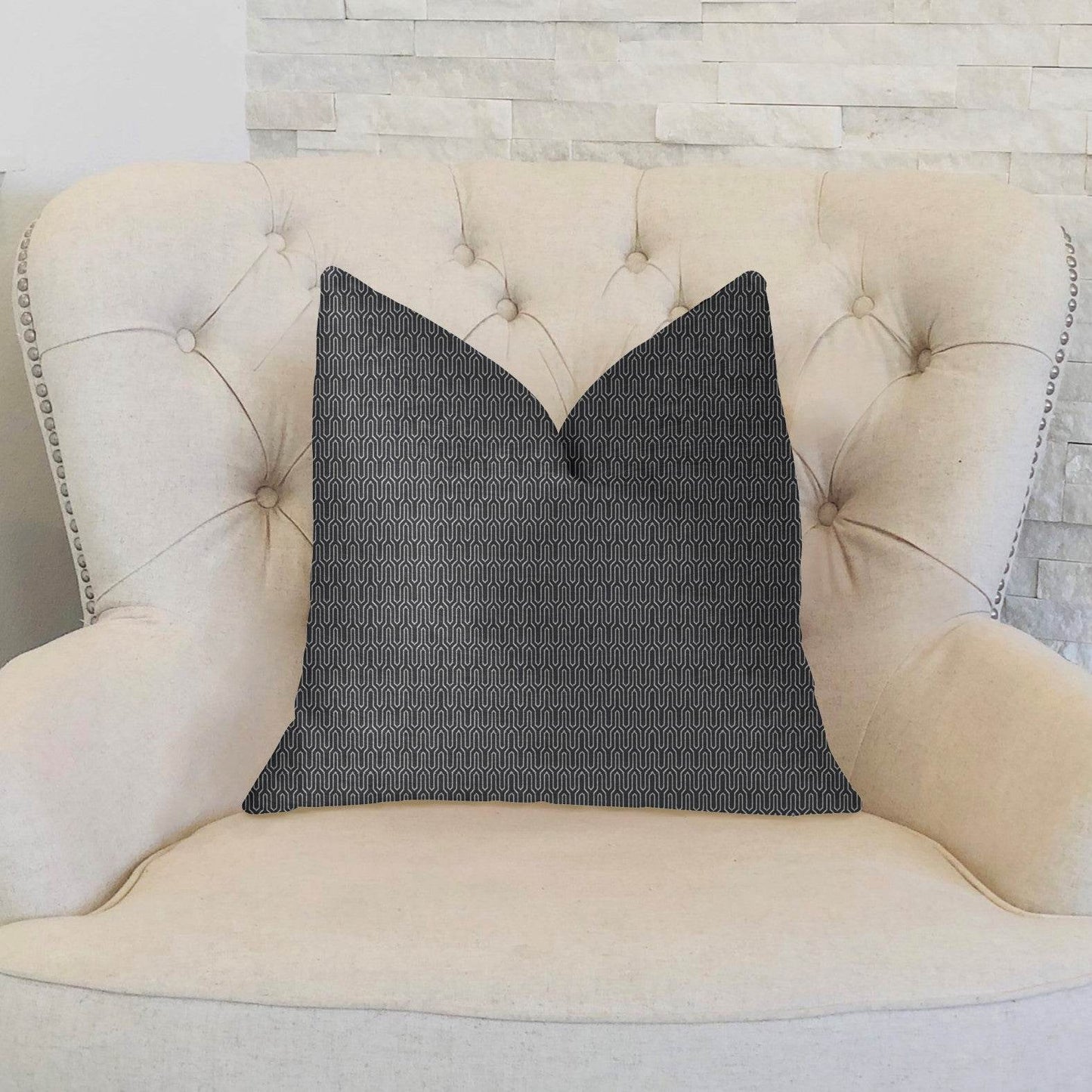 Milan Flare Black and Beige Luxury Throw Pillow - Plutus Brands