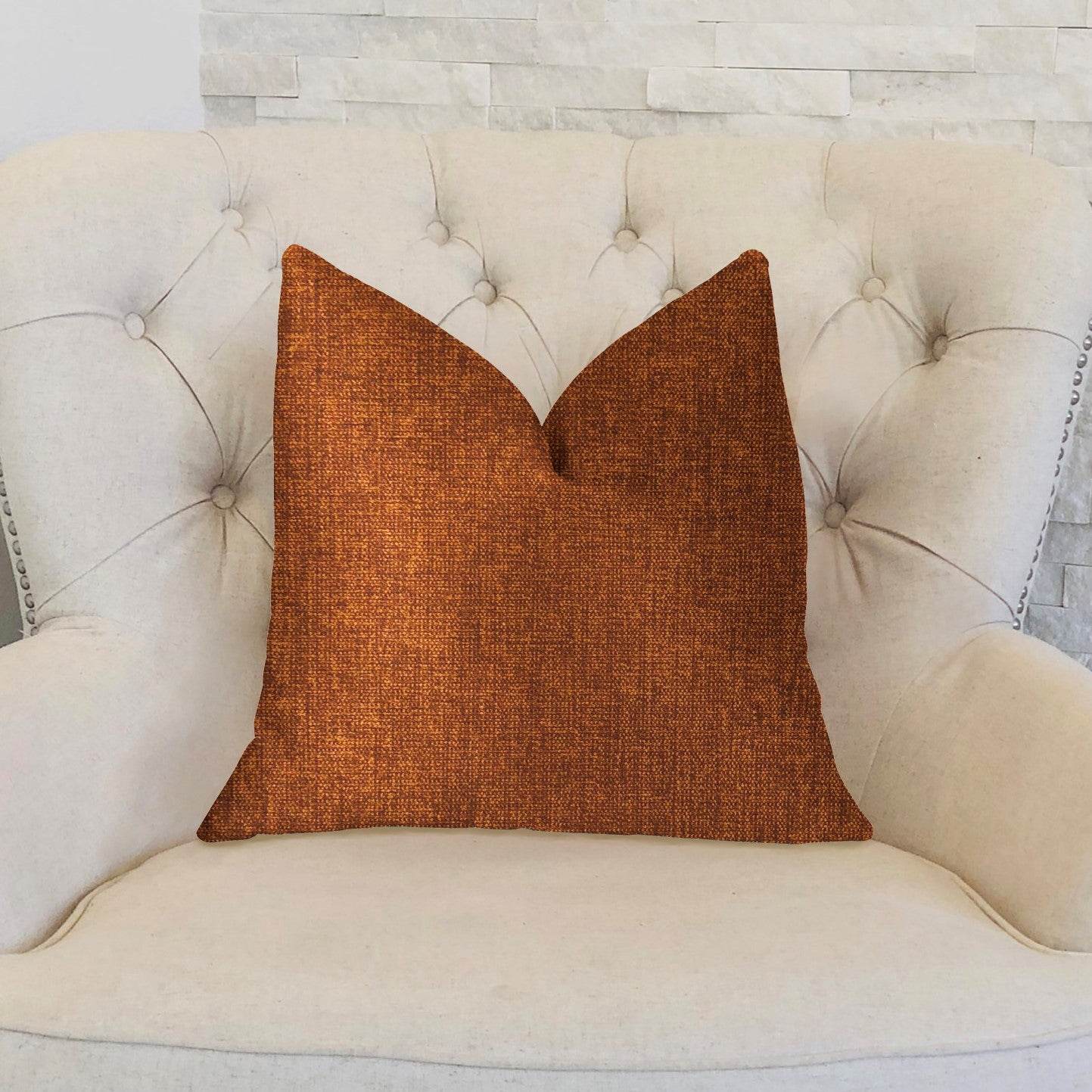 Burnt Cedar Orange Luxury Throw Pillow - Plutus Brands