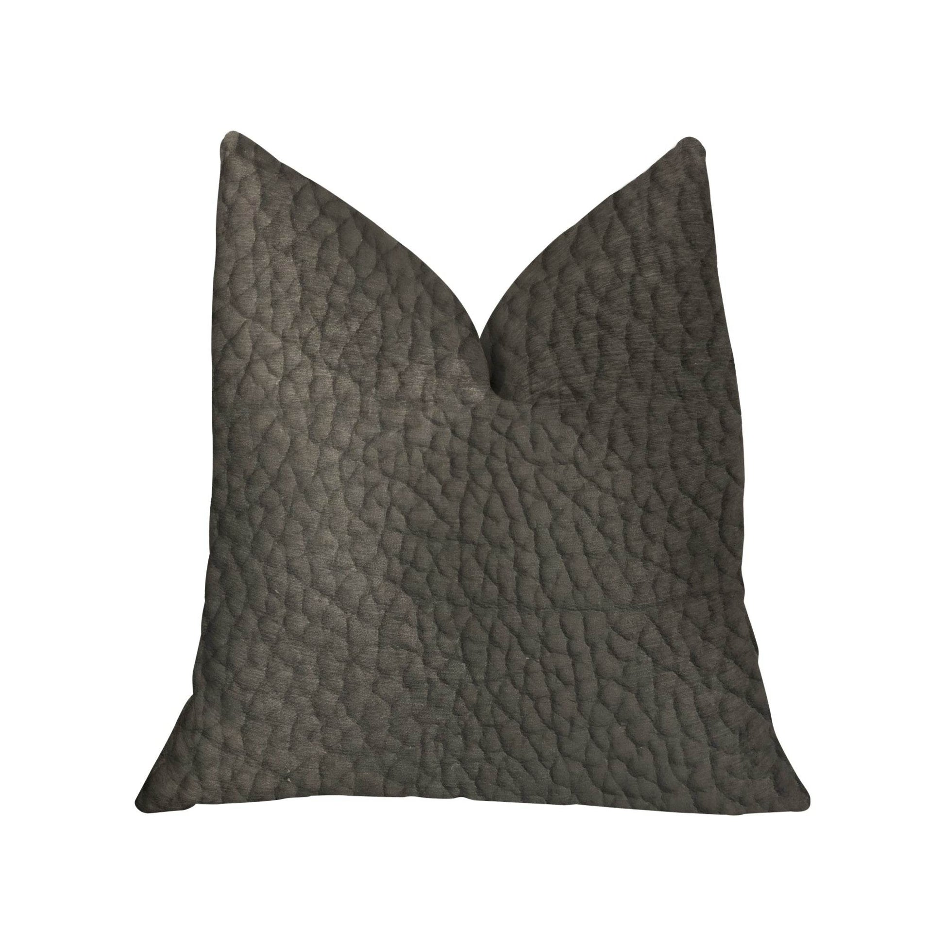Modern Black Black Artificial Leather Luxury Throw Pillow - Plutus Brands