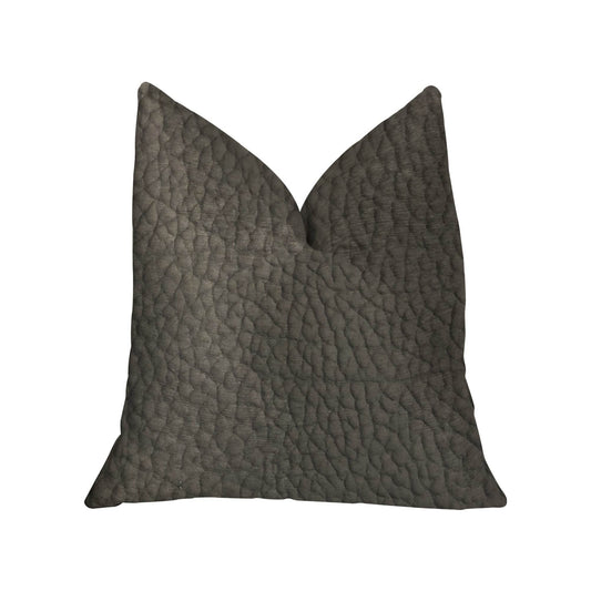 Modern Black Black Artificial Leather Luxury Throw Pillow - Plutus Brands
