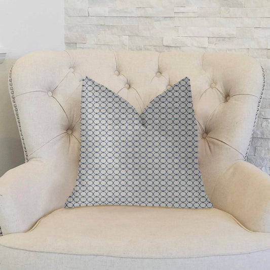 Object Lens Blue and Beige Luxury Throw Pillow - Plutus Brands