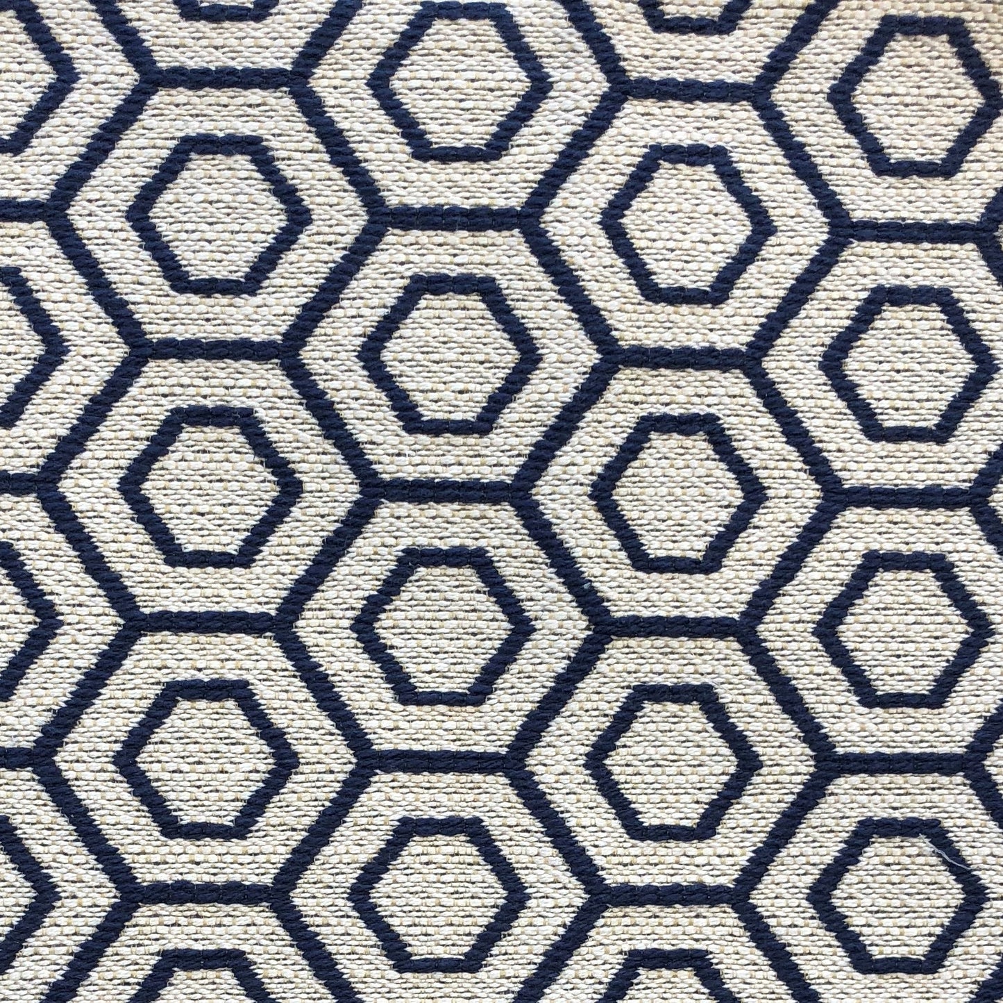 Myriad Hexagon Blue and Beige Luxury Throw Pillow