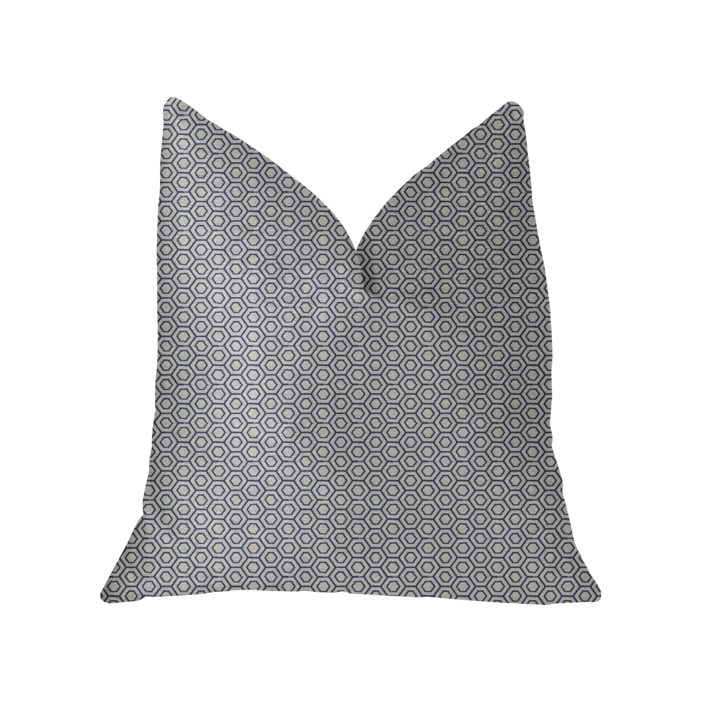 Myriad Hexagon Blue and Beige Luxury Throw Pillow