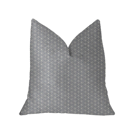 Myriad Hexagon Blue and Beige Luxury Throw Pillow - Plutus Brands