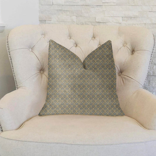 Golden Clove Blue and Beige Luxury Throw Pillow - Plutus Brands