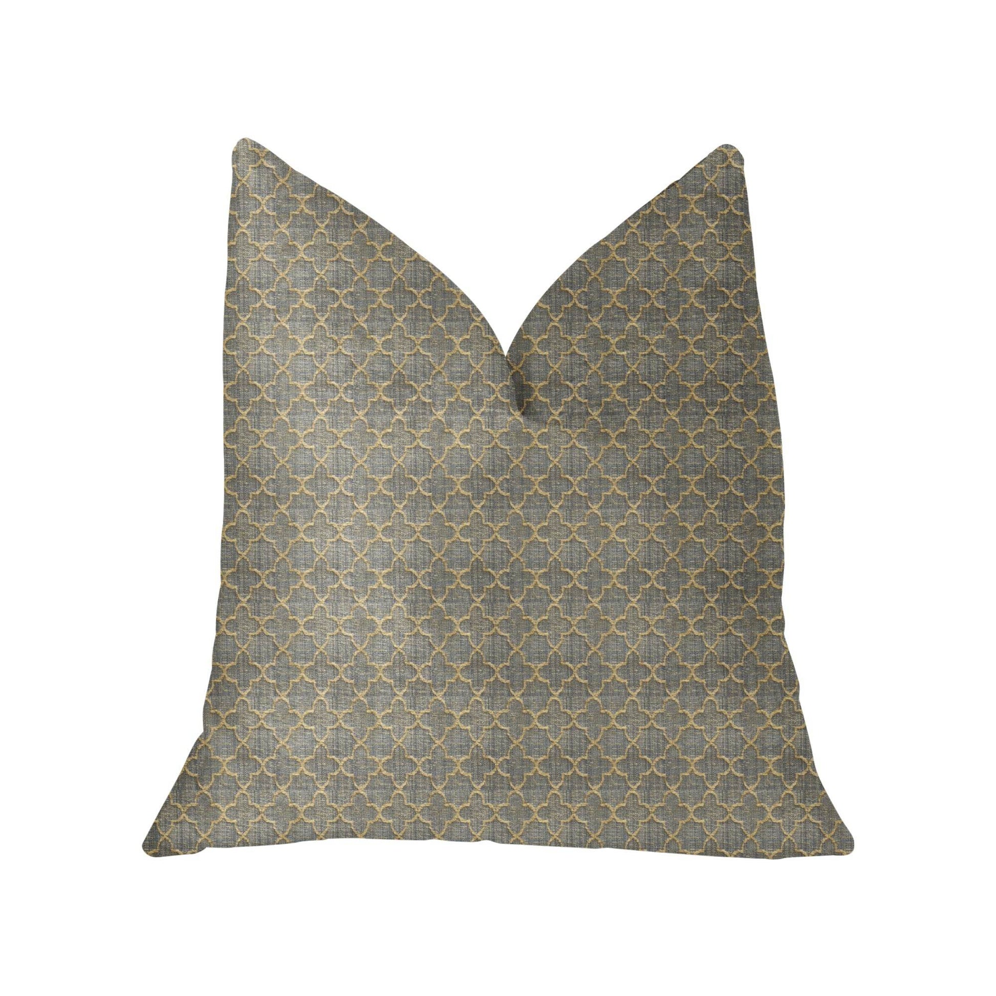 Golden Clove Blue and Beige Luxury Throw Pillow - Plutus Brands