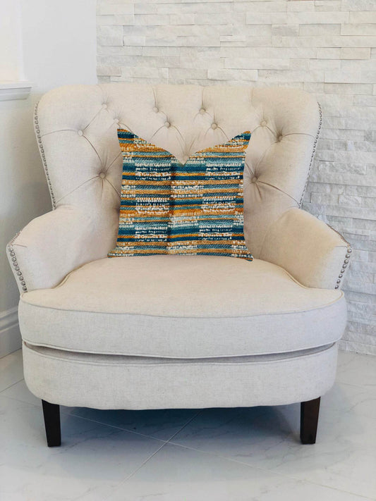 Timber Blue and Beige Textured Luxury Throw Pillow - Plutus Brands