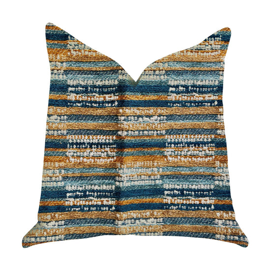 Timber Blue and Beige Textured Luxury Throw Pillow - Plutus Brands