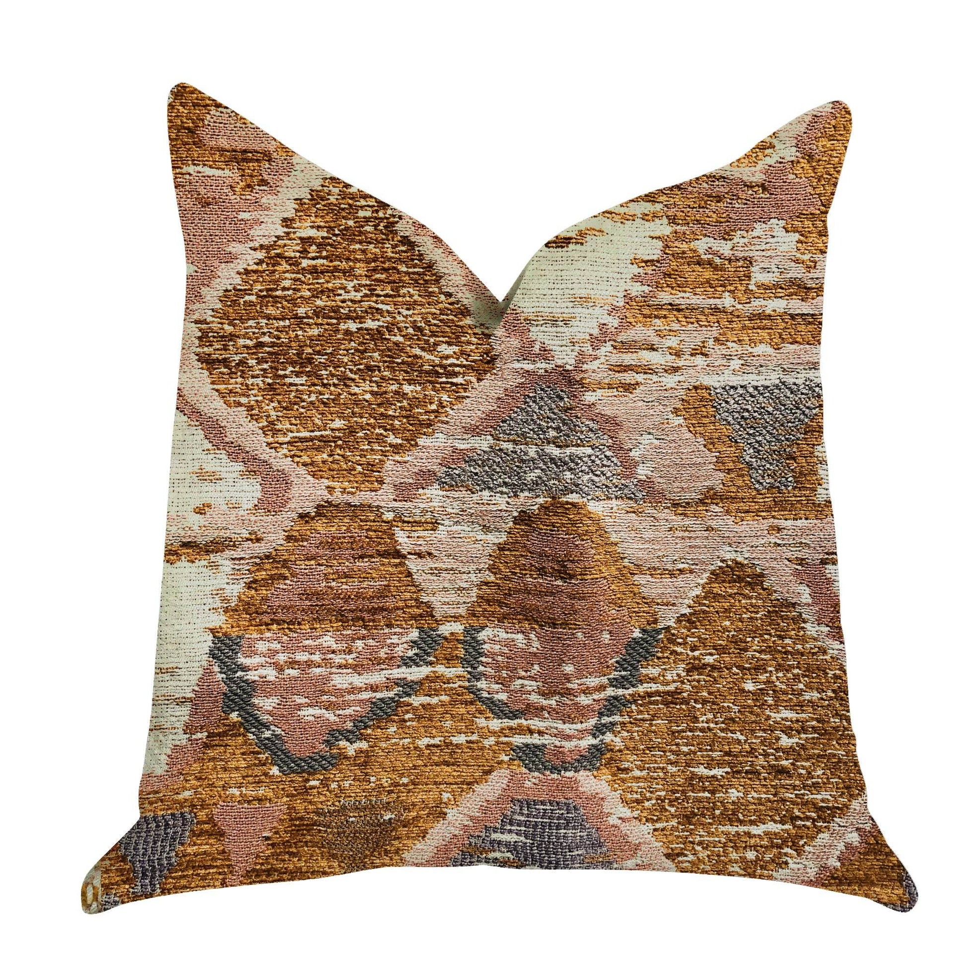 Mira Oasis Shades of Brown Luxury Throw Pillow - Plutus Brands
