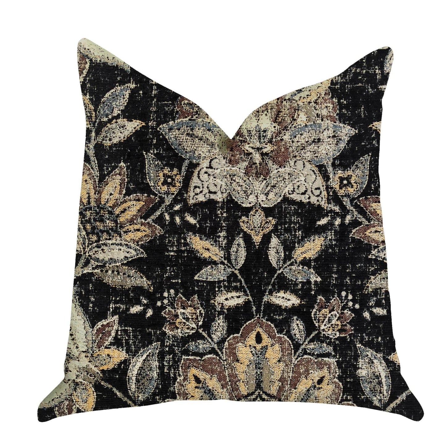 Noir Lotus Blossom Luxury Throw Pillow - Plutus Brands