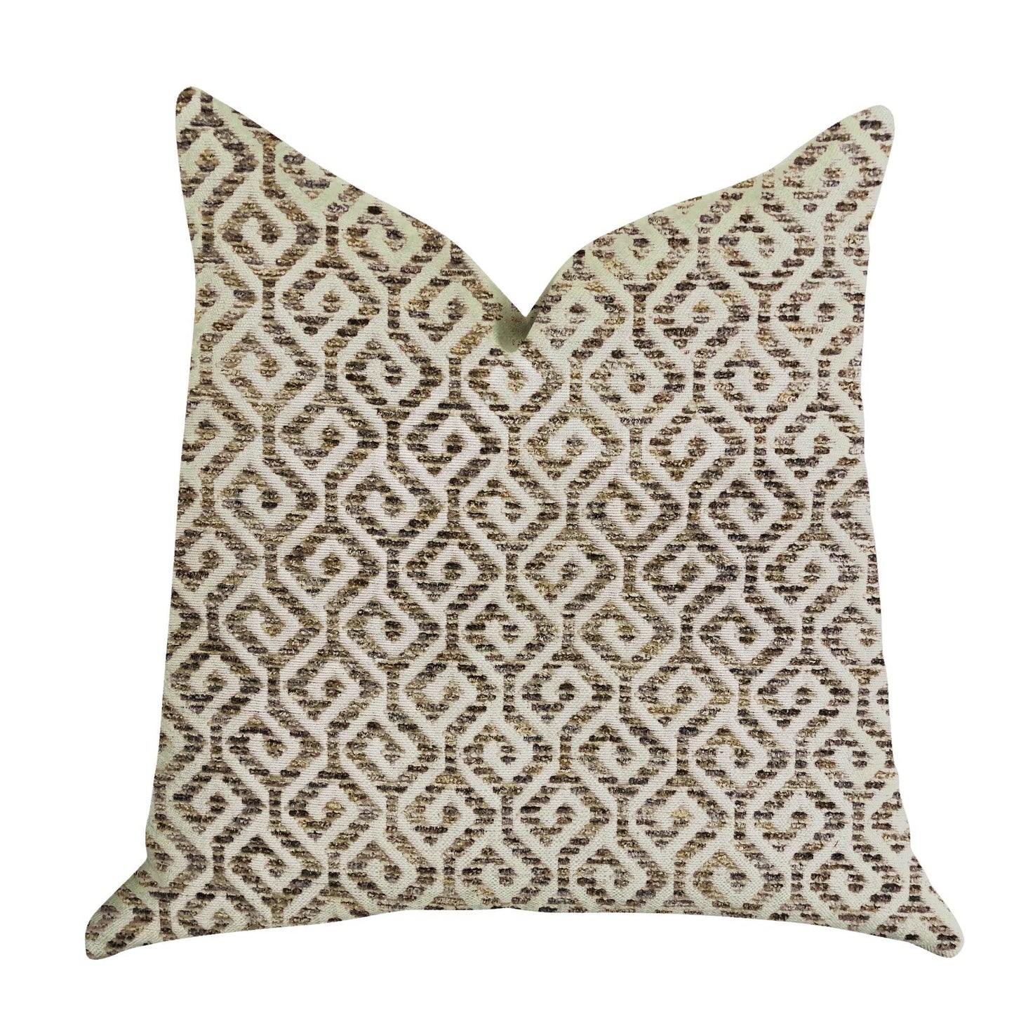 Omni Truffle Brown Shades Maze Luxury Throw Pillow - Plutus Brands