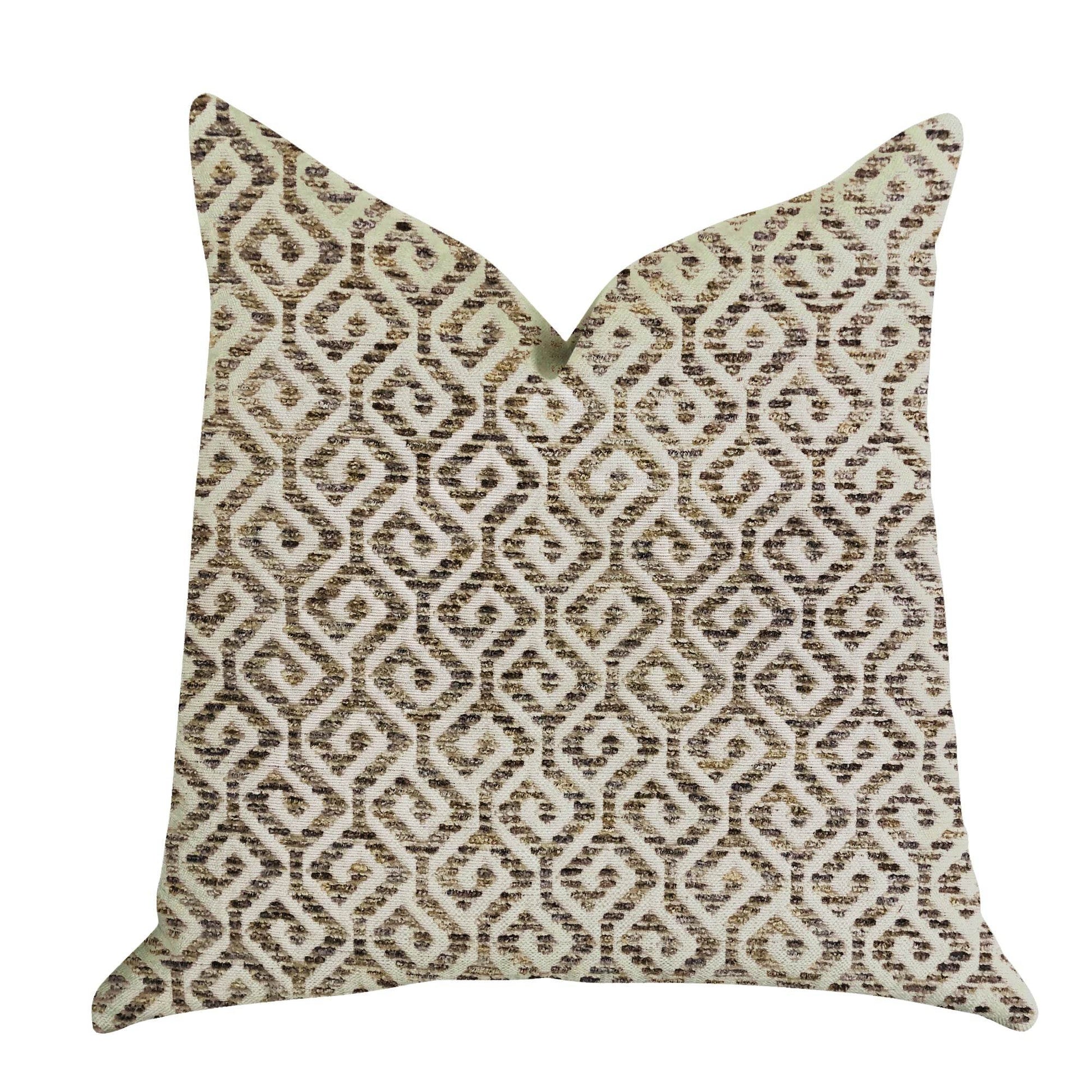 Omni Truffle Brown Shades Maze Luxury Throw Pillow - Plutus Brands