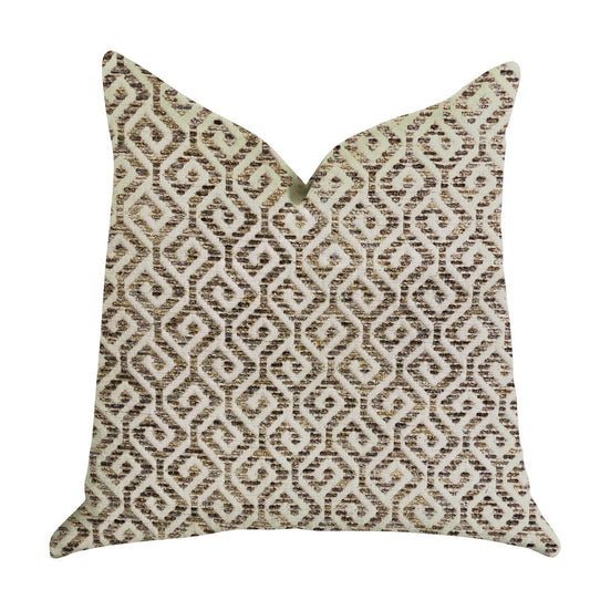 Omni Truffle Brown Shades Maze Luxury Throw Pillow - Plutus Brands