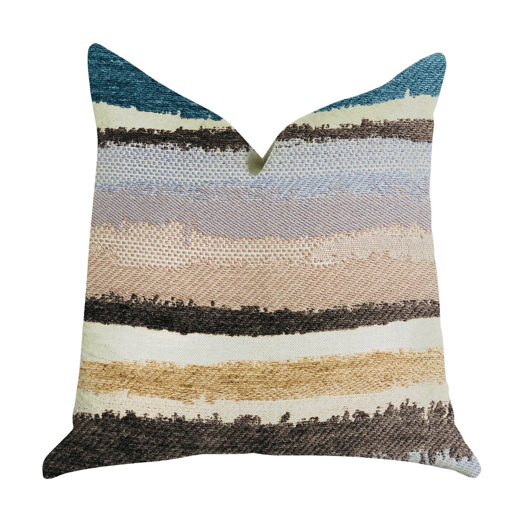 Blue Stone River Sand Multi Color Luxury Throw Pillow - Plutus Brands