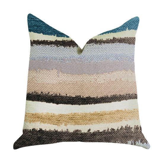 Blue Stone River Sand Multi Color Luxury Throw Pillow - Plutus Brands