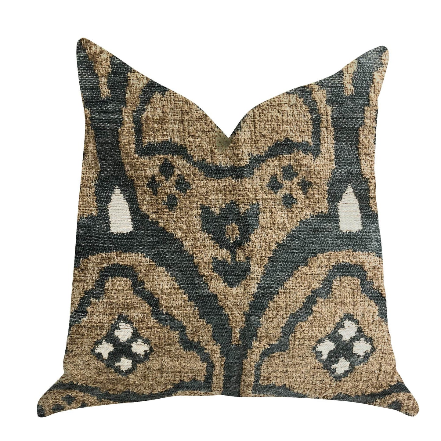 Tulip Zen Green Taupe Luxury Throw Pillow - Plutus Brands