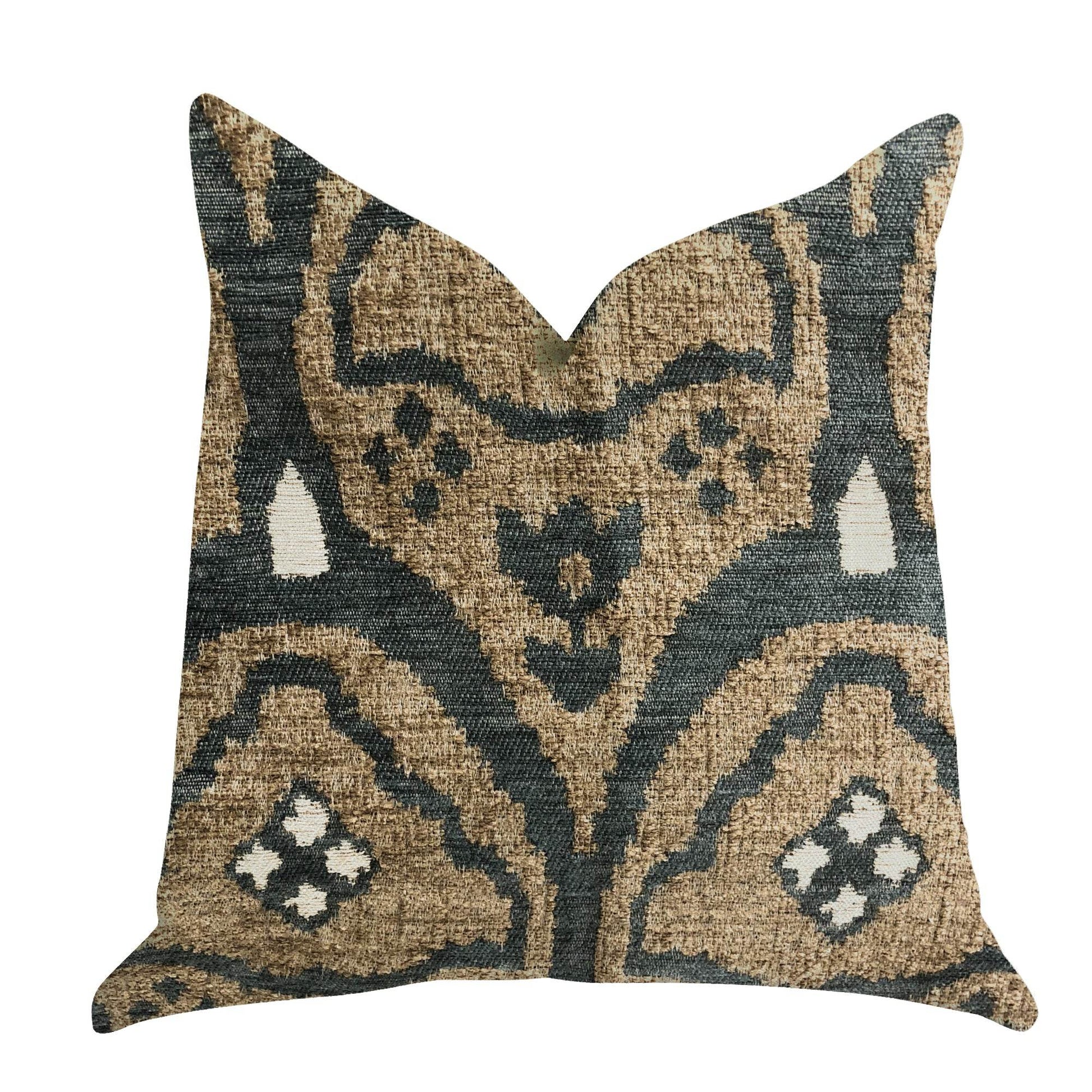 Tulip Zen Green Taupe Luxury Throw Pillow - Plutus Brands