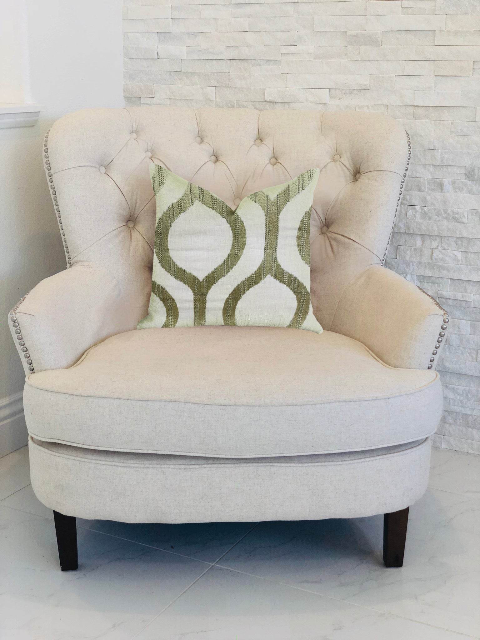 Morrocan Villa Light Grass Luxury Throw Pillow - Plutus Brands