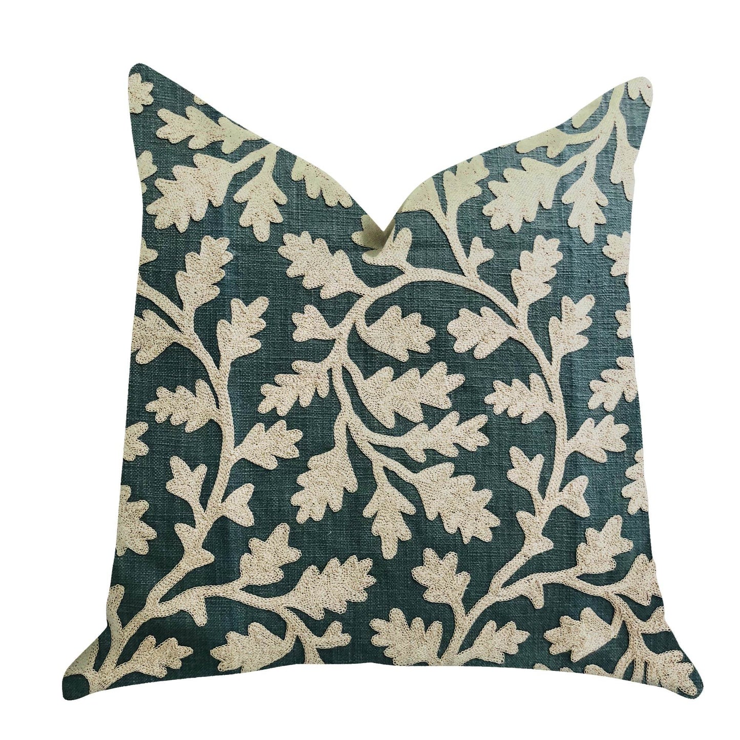 Wild Emerald Figleaf in Green Luxury Throw Pillow - Plutus Brands