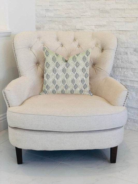 Enigma Twist Luxury Throw Pillow in Blue, Beige Colors - Plutus Brands