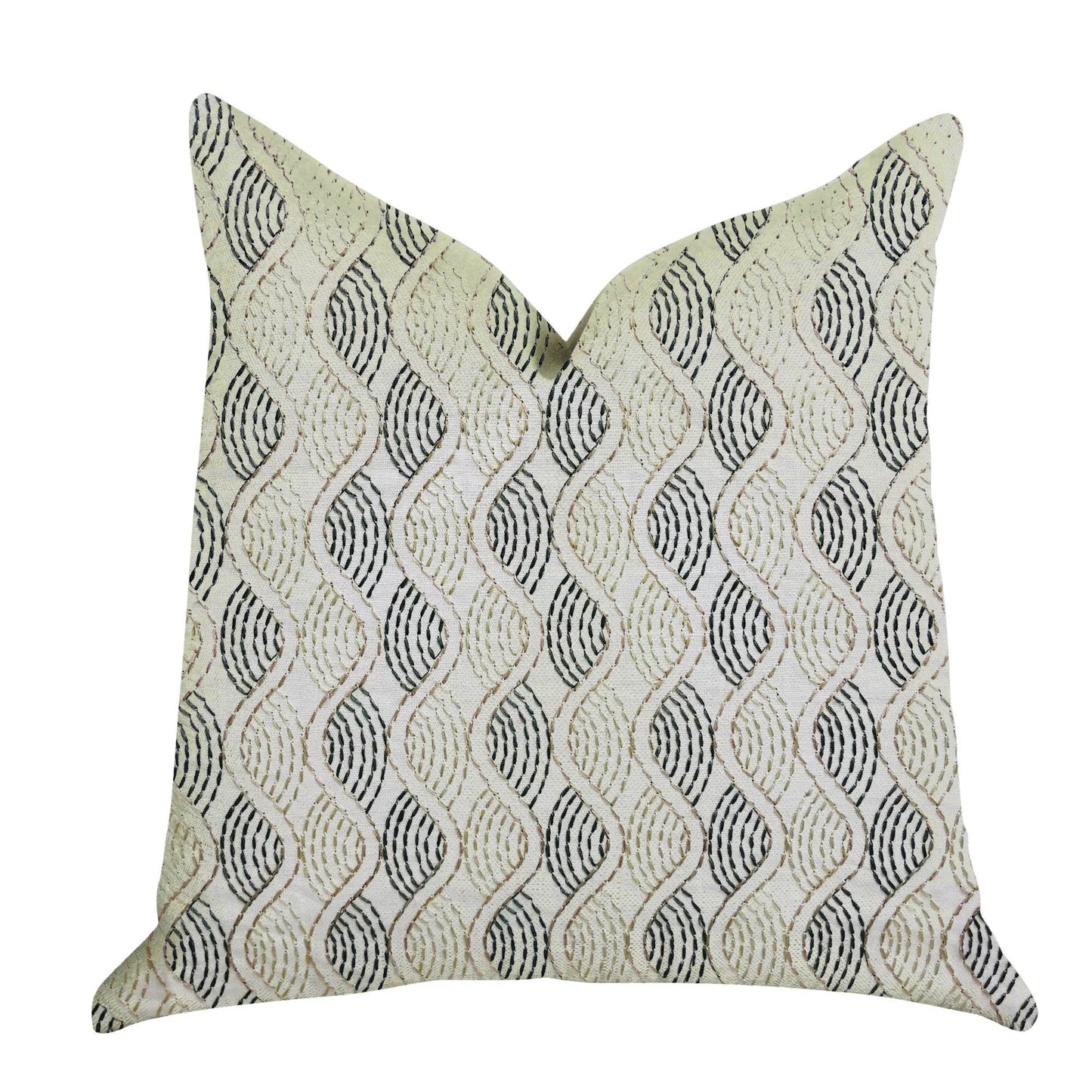 Enigma Twist Luxury Throw Pillow in Blue, Beige Colors - Plutus Brands