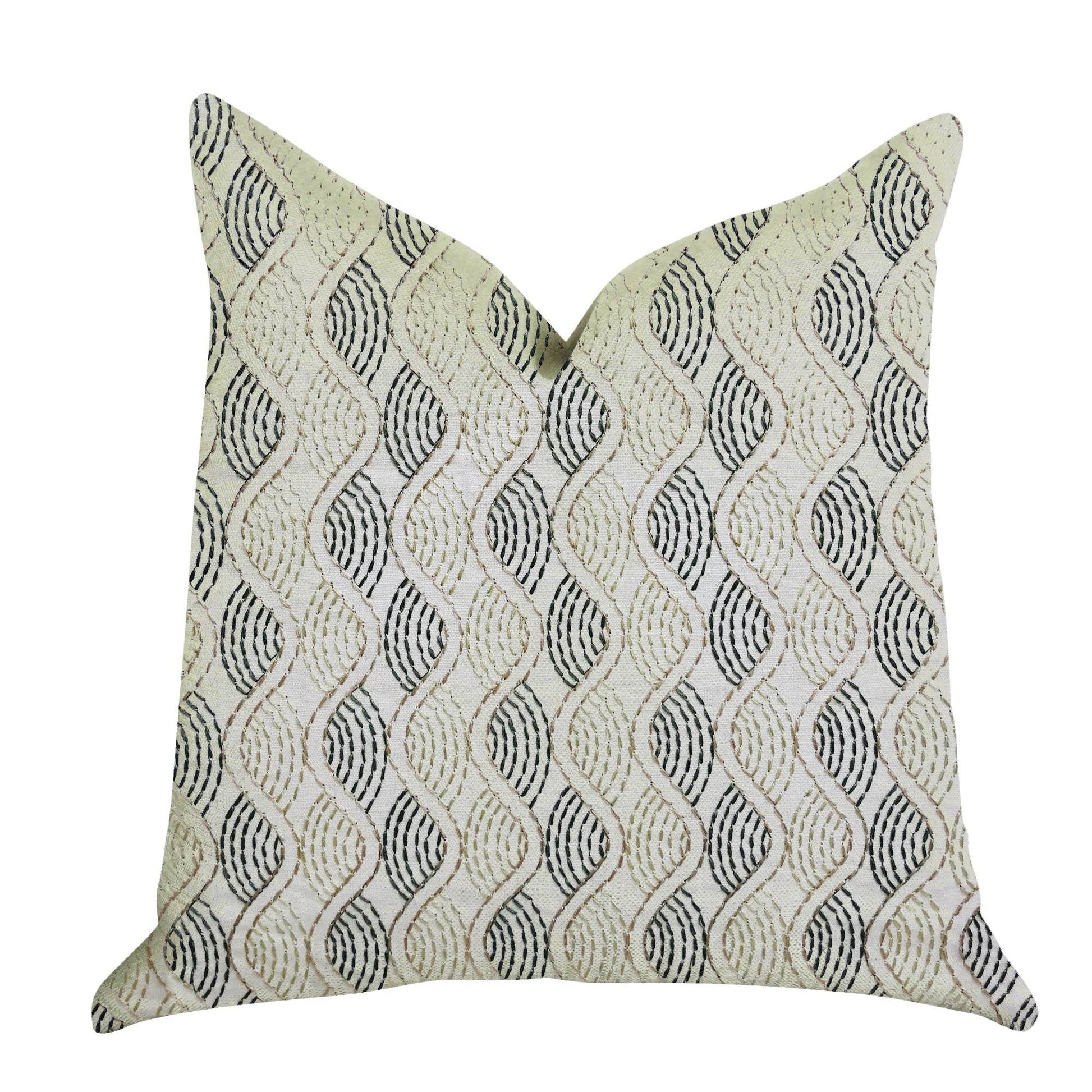 Enigma Twist Luxury Throw Pillow in Blue, Beige Colors - Plutus Brands
