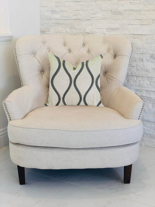 Bella Curve Green and Beige Luxury Throw Pillow - Plutus Brands