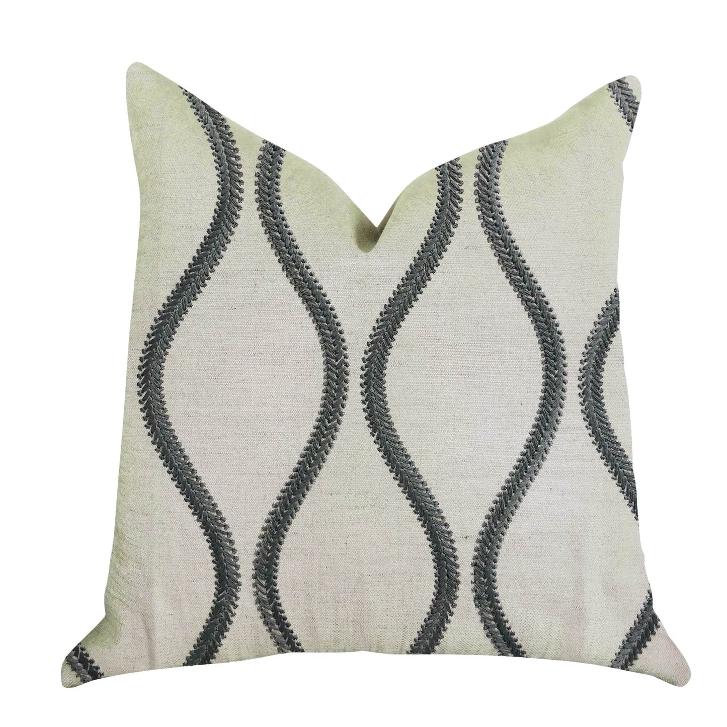 Bella Curve Green and Beige Luxury Throw Pillow - Plutus Brands