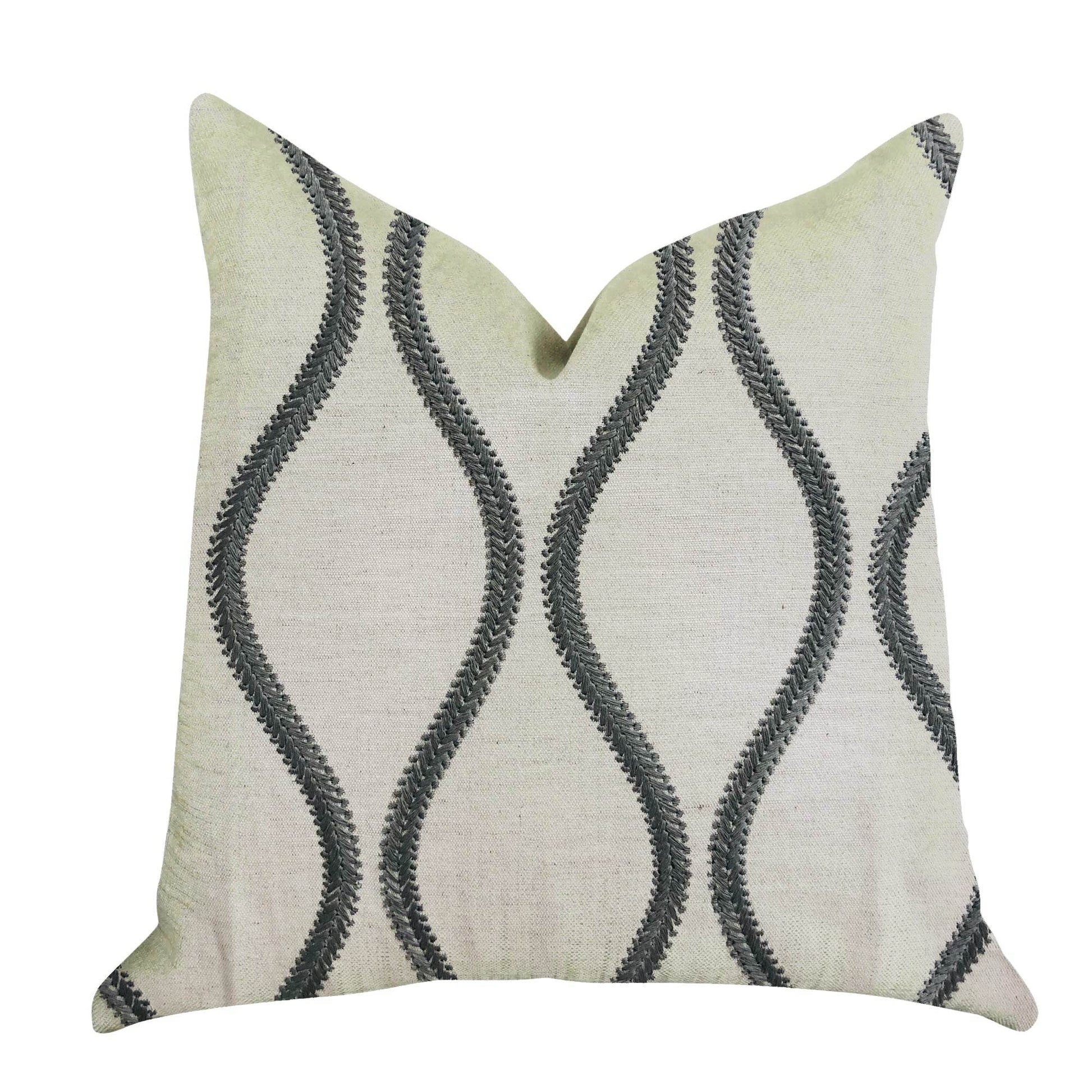 Bella Curve Green and Beige Luxury Throw Pillow - Plutus Brands