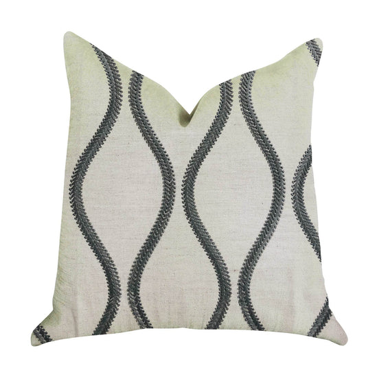 Bella Curve Green and Beige Luxury Throw Pillow - Plutus Brands