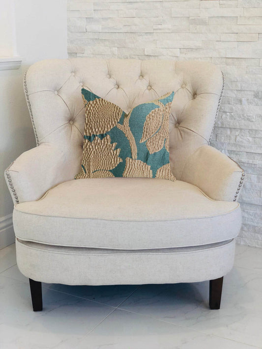 Golden Arabella Vine in Green and Gold Luxury Throw Pillow - Plutus Brands