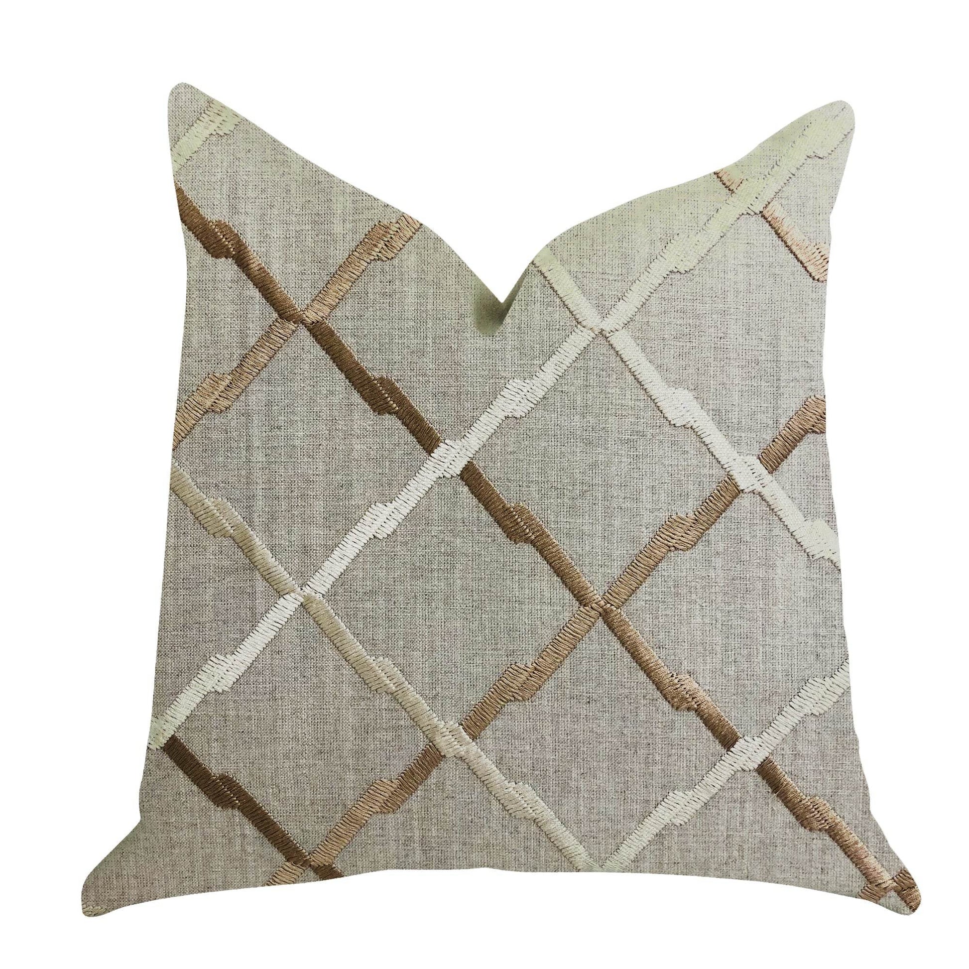 Urban Square Brown and Beige Luxury Throw Pillow - Plutus Brands