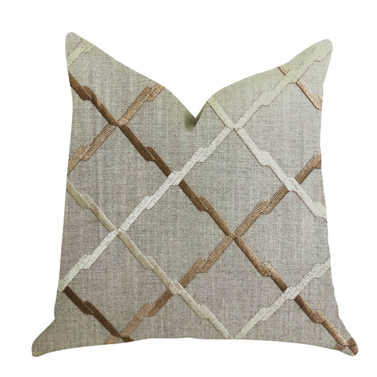 Urban Square Brown and Beige Luxury Throw Pillow - Plutus Brands