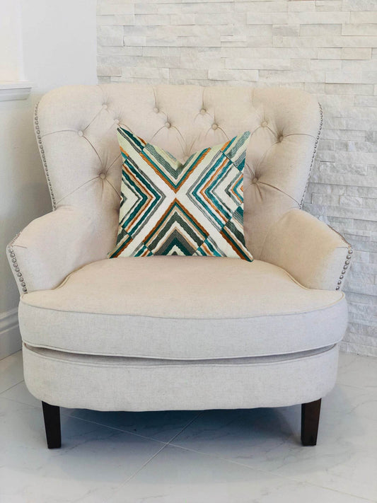 Crescent Peak Multi Green Luxury Throw Pillow - Plutus Brands