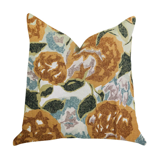 Dahlia Jardin Floral Brown and Green Luxury Throw Pilow - Plutus Brands