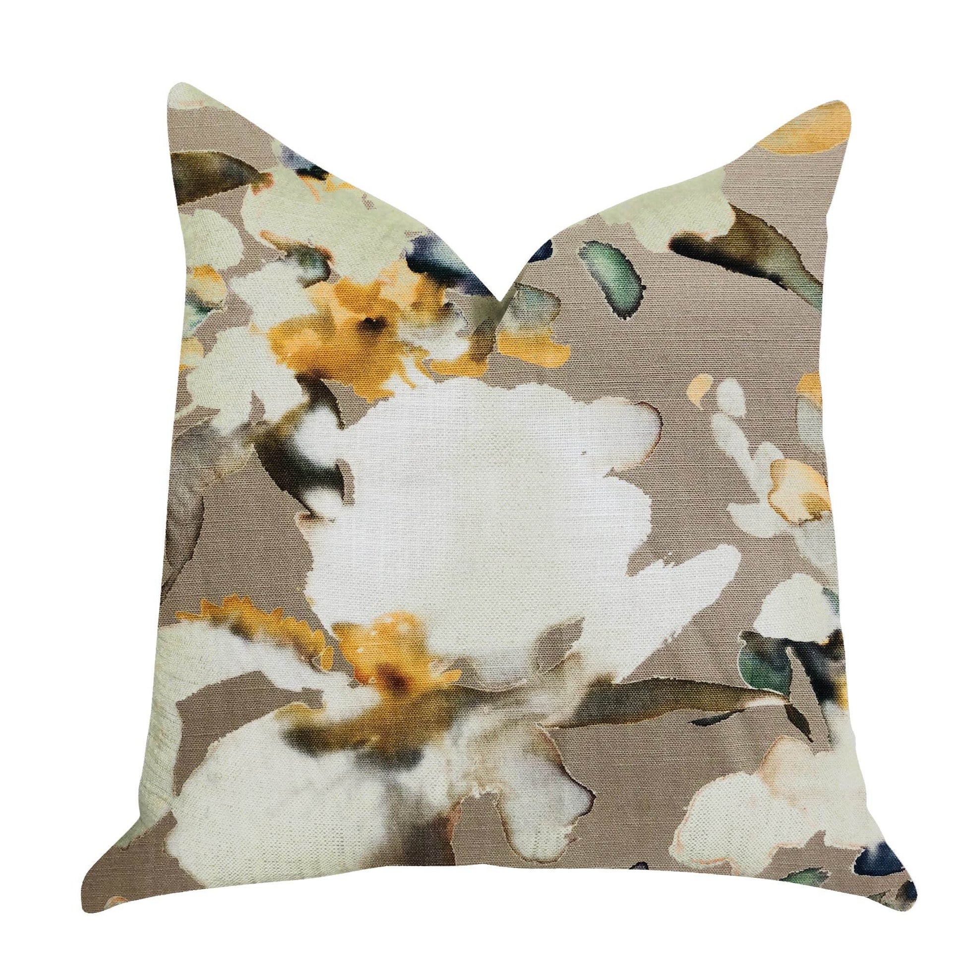 Maya De Aqua Floral Multi Color Luxury Throw Pillow - Plutus Brands