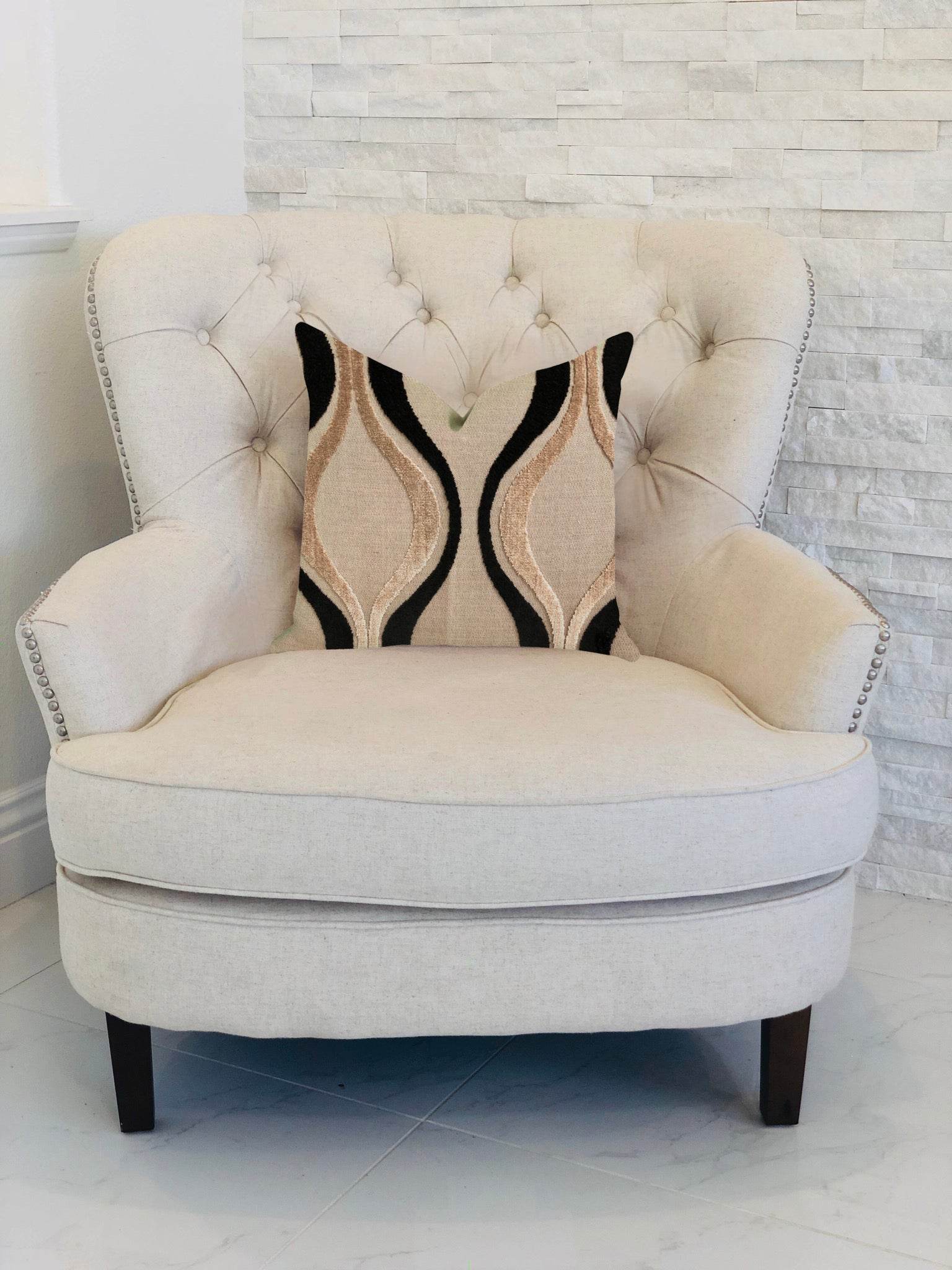 Misty Belvedere Luxury Throw Pillow in Brown and Black Tones - Plutus Brands