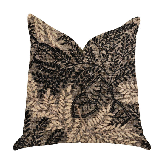 Bonzai Ebony Floral Throw Pillow in Black and Brown - Plutus Brands
