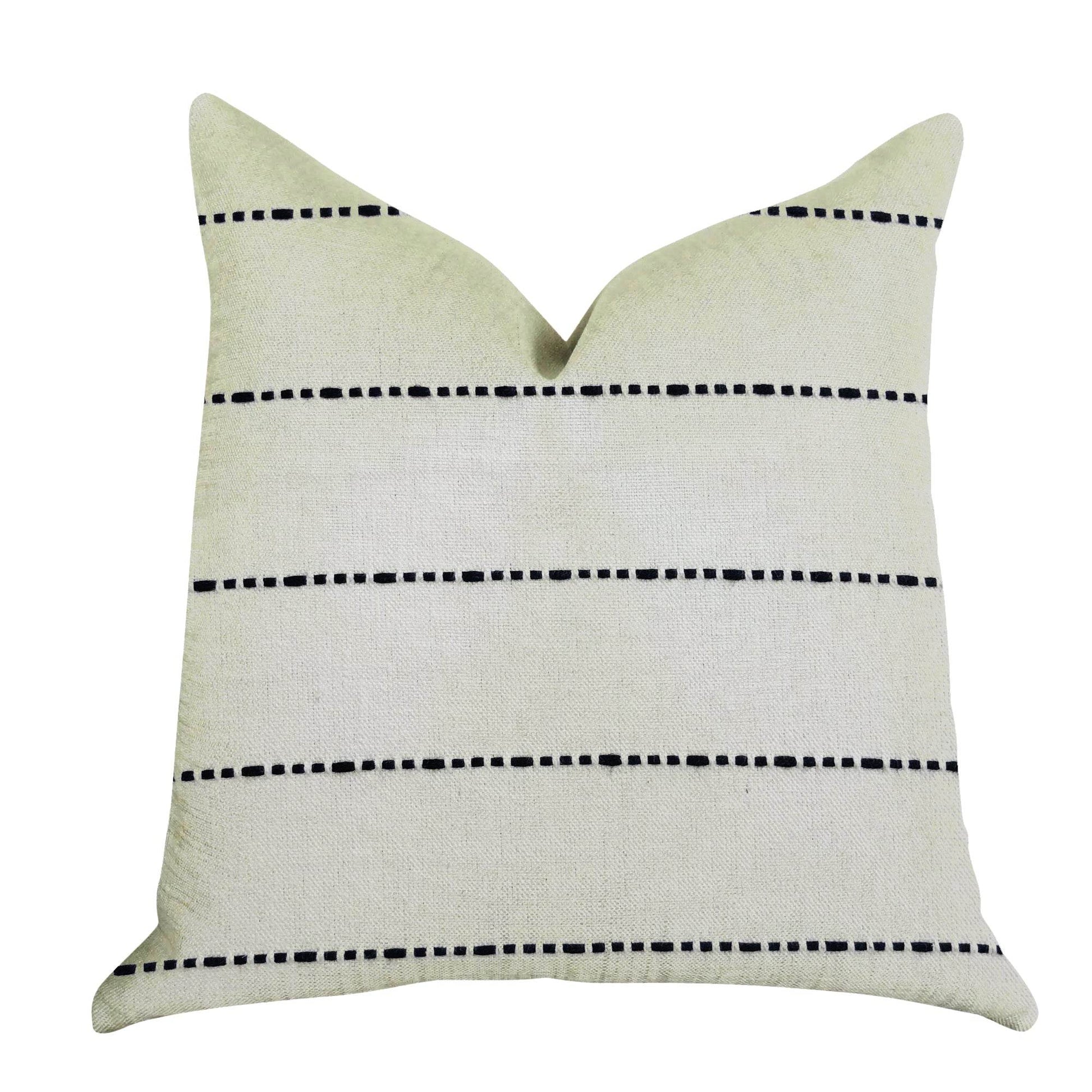 Interweave Vanilla Bean Luxury Throw Pillow in Black and White - Plutus Brands