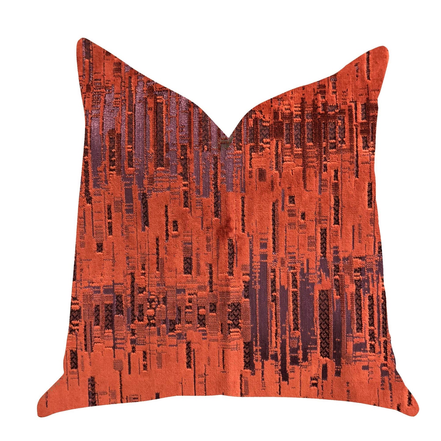 Luminous Skyscraper Luxury Throw Pillow in Orange Red Tones - Plutus Brands