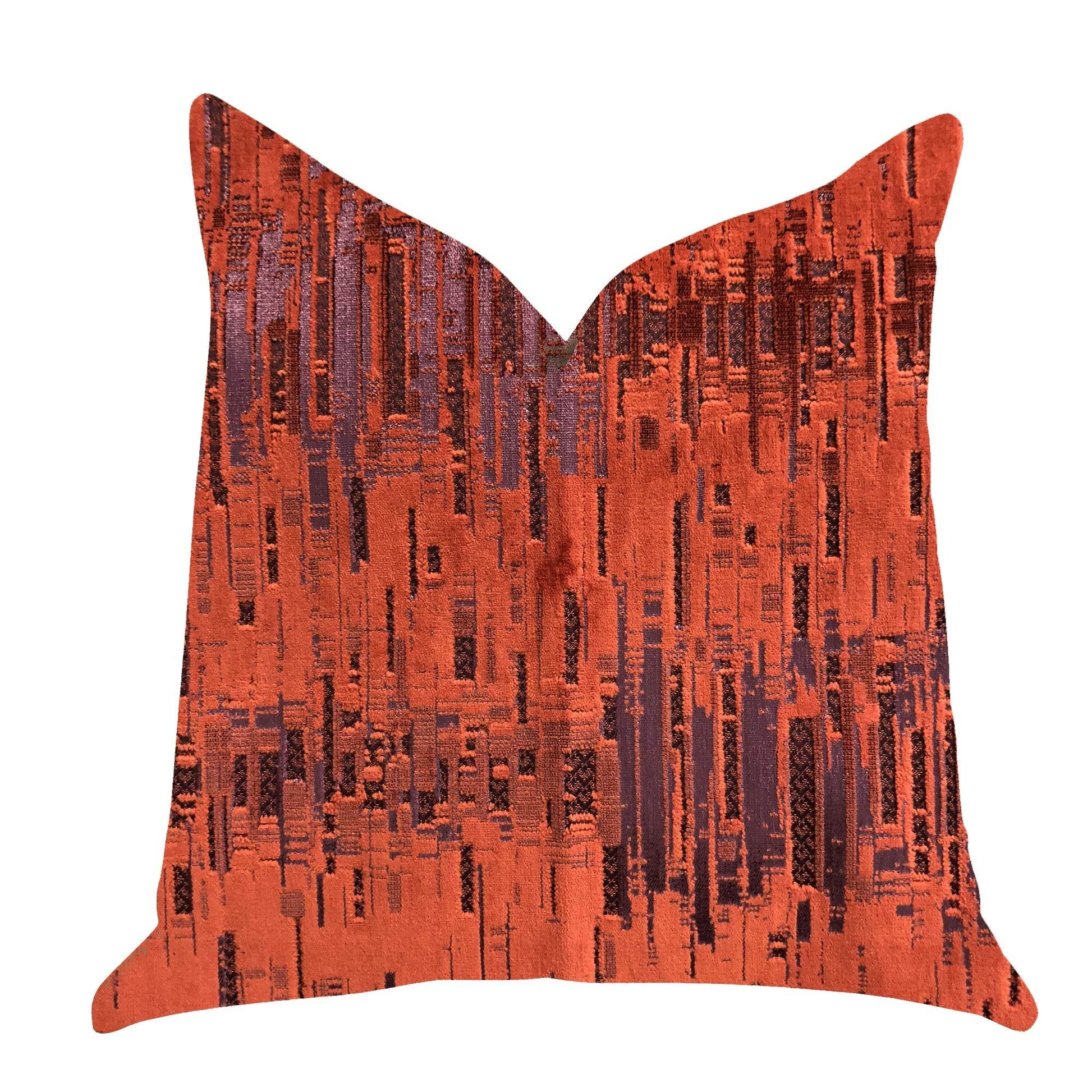 Luminous Skyscraper Luxury Throw Pillow in Orange Red Tones - Plutus Brands
