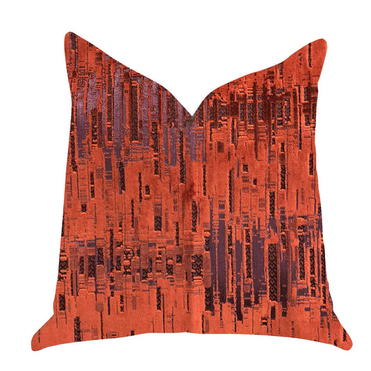 Luminous Skyscraper Luxury Throw Pillow in Orange Red Tones - Plutus Brands