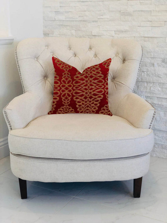 Sweet Henna Luxury Throw Pillow in Red and Gold - Plutus Brands